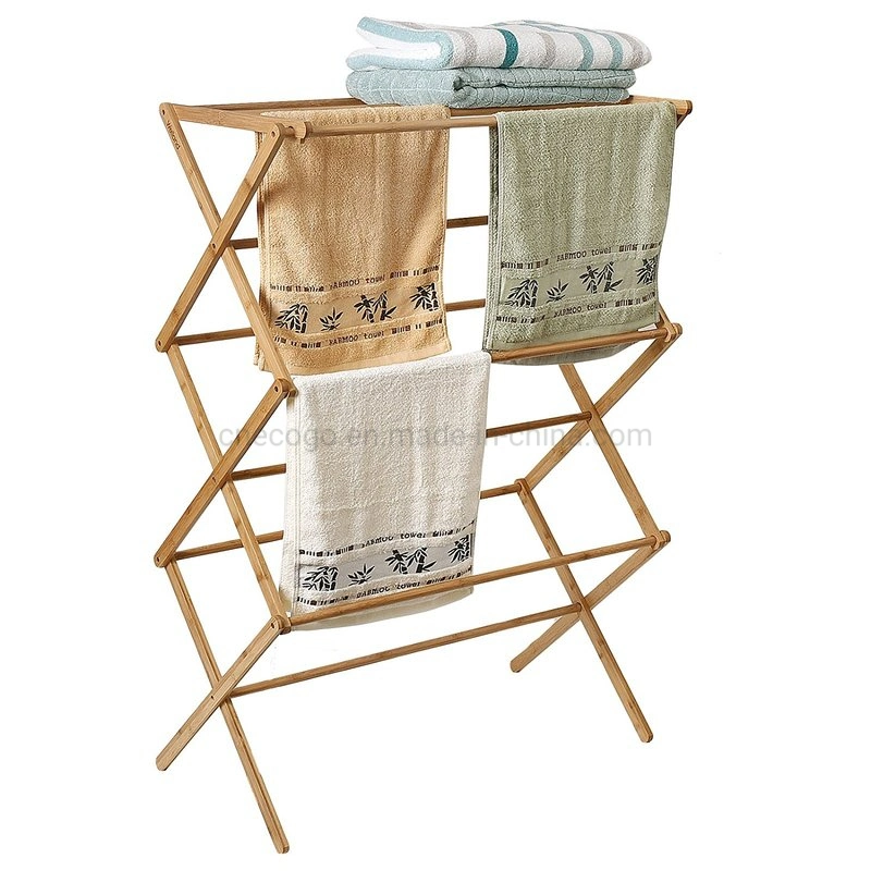 Bamboo Laundry Drying Rack Wooden Foldable Clothes Drying Rack