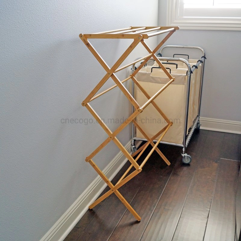 Bamboo Laundry Drying Rack Wooden Foldable Clothes Drying Rack