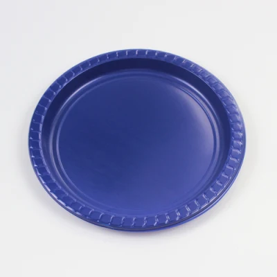 Hot Sale en plastique jetable en gros bleu PS jetable plaque ronde colorée pour la fête ou le dîner