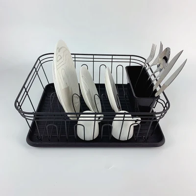 Égouttoir à vaisselle de cuisine avec plateau en plastique pour organisateur d'ustensiles