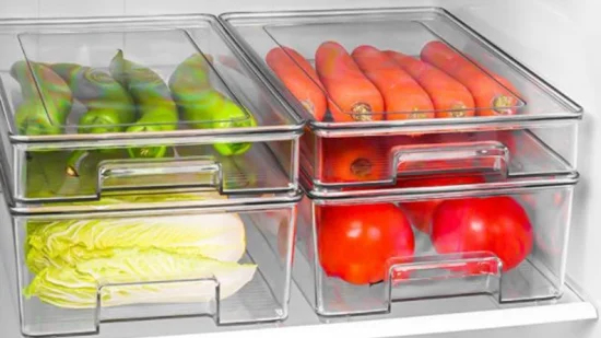 Boîte de compartiment à viande congelée Boîte de rangement pour réfrigérateur Emballage alimentaire, échalotes Gingembre Ail Plats préparés Accompagnements Boîte de conservation congelée