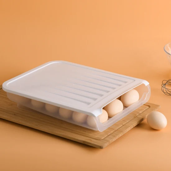 Boîte de stockage d'oeufs monocouche avec couvercle 18 grille réfrigérateur boîte de conservation plateau à oeufs en plastique boîte à oeufs de canard épaissie